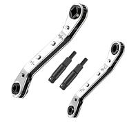 Ujjdwiurgh Clé à Cliquet à Double Tête à Quatre Usages de Clés à Cliquet pour Valve de Climatiseur pour Outil de Réfrigération à Air et Outil de Réparation D'Équipement