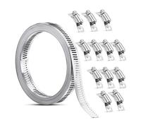 Ujjdwiurgh Collier de serrage en acier inoxydable avec fixations - Collier de serrage à vis sans fin réglable - 10 m - Facile à utiliser