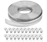 Ujjdwiurgh Colliers de serrage 6,1 m avec sangle en métal + 20 fixations DIY à découper en acier inoxydable réglable grand ver facile à installer et à utiliser