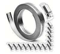 Ujjdwiurgh Colliers de serrage en acier inoxydable 304 pour bricolage, sangle de 5 m + 15 fixations réglables