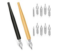 Ujjdwiurgh Comic Nib Set, Incliné des Plumes de Calligraphie pour Dip Pen Dessin, en Bois Liquide Écriture Porte-Stylo pour L'Écriture, le Dessin