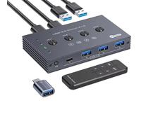 Ujjdwiurgh Commutateur USB 3.2 - Contrôleur partagé - Taux de 10 Gbit/s - Compatible avec ordinateur portable et souris - Partage de 4 ports USB