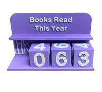 Ujjdwiurgh Compteur décoratif pour bibliothèque, suivi de lecture 3D, livre de défi lu cette année, panneau numéroté violet