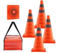 Ujjdwiurgh Cônes de Sécurité, Lot de 4 Cônes de Signalisation Pliables de 18 Pouces, Cônes de Construction avec Colliers Réfléchissants et Sac de Rangement