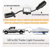 Ujjdwiurgh Convertisseur De LumièRe De Remorque des ÉTats- vers l'europe Prise Plate à 7 Voies (VéHicule AméRicain) vers Prise Ronde à 13 Broches (Remorque EuropéEnne)