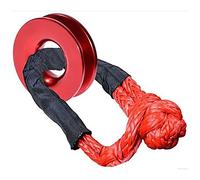 Ujjdwiurgh Corde de treuil synthétique de 1,27 cm + anneau de récupération pour VTT, UTV, SUV, remorquage tout-terrain, camion, bateau, rouge marine