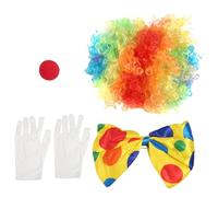 Ujjdwiurgh Costume de Clown Perruque de Clown Accessoires de Nez de Clown NœUd Papillon Blancs pour Femmes Adultes FêTe de