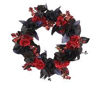 Ujjdwiurgh Couronne d'Halloween de 35 cm pour décoration de porte - Branche morte - Cercle en rotin - Accessoires de décoration d'ambiance