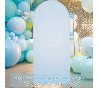 Ujjdwiurgh Couverture d'arc de Mariage de 7,2 Pieds, Couvre-Support d'arc de Mariage Ajusté, Dessus Rond pour DéCoration de Banquet de FêTe d'anniversaire Blanc