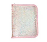 Ujjdwiurgh Couverture de Classeur A5 avec Fermeture Éclair, Étoiles Scintillantes, Classeur A5 à 6 Anneaux, Coque Rechargeable en PVC Transparent Rose, Facile à Utiliser, Environ 19 X 24,8 cm
