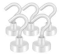 Ujjdwiurgh Crochets Magnétiques, Aimants de Terre Robustes de 27 Lb avec Crochet pour Réfrigérateur, Crochet de Croisière pour Suspendre, (Blanc, Paquet de 5)