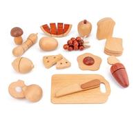 Ujjdwiurgh Cuisine de Fruits et Légumes en Bois Naturel, Couleur Simulée, Sensibilisation à la Cuisine de la Maternelle, Cadeau pour Enfants