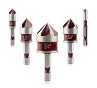 Ujjdwiurgh de 5 Forets à, Forets à HSS à 82 Degrés à 5 Cannelures, 1/4 Pouces, 3/8 Pouces, 1/2 Pouces, 5/8 Pouces, 3/4 Pouces