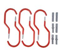 Ujjdwiurgh de Crochets de Rangement Pour Velos, Remise Multifonctions Vissee Crochet de Jardin Pour Garage,Revetement de Sol En Plastique, Mural/Plafond,Rouge,6Pcs