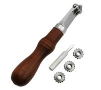 Ujjdwiurgh de Roues D'Espacement Bricolage Outils en Cuir Faits à la Main Roue de Traçage Point de Traçage Roue D'Espacement Roue de Poinçonnage en Cuir Facile à Utiliser Argent et Marron