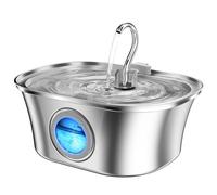 Ujjdwiurgh d'eau pour Chat avec Fenêtre de Niveau d'eau, d'eau Automatique pour Animaux de Compagnie en Acier Inoxydable, Distributeur d'eau pour Chien Facile à Utiliser, Prise UE