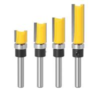 Ujjdwiurgh D'Embouts de Routeur à Garniture Affleurante Tige 1/4 Pouces,Ensemble D'Embouts Routeur 1/4,Ensemble D'Embouts de Routeur Tige 1/4, Embouts Routeur à Bois en Carbure 4 Pièces