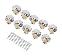 Ujjdwiurgh Diamant Forme Cristal Verre 30Mm Armoire de Cuisine Porte Tiroir Bouton Placard Commode Garde-Robe Tirer La Poignée Avec Vis, 10 Pièces Poignée de Porte Or