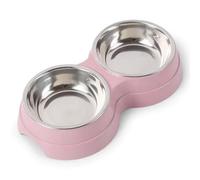 Ujjdwiurgh Double Gamelle Animaux Compagnie,Distributeur d'eau Acier Inoxydable,Gamelle pour Animaux Compagnie,Fournitures d'alimentation pour et Chiots,Accessoires pour Chiens,Rose