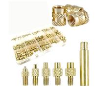 Ujjdwiurgh Écrous Inserts Filetés 360 Pièces M2/M2.5/M3//M5/M6 Filetage Métrique Moleté Écrous Assortiment Kit en Laiton Ensemble Thermique Insert Facile à Utiliser