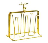 Ujjdwiurgh Égouttoir à Tasses, Égouttoir à Bouteilles, Organisateur de Bouteilles en Verre pour 6 Tasses avec Crochets de Protection en Silicone, Or