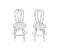 Ujjdwiurgh Élégant creux creux plein de strass pour femme S petite chaise cool boucle d'oreille tridimensionnelle B