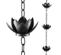 Ujjdwiurgh Ensemble Chaînes Pluie, Chaîne Pluie Plaquée Cuivre 4 Pieds pour Gouttières avec Adaptateur, Coupelles Chaîne Pluie Lotus pour Remplacer le Tuyau Gouttière