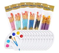 Ujjdwiurgh Ensemble complet de 72 pièces de peinture - Comprend 60 pinceaux et 12 plateaux de palette pour projets artistiques