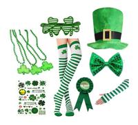 Ujjdwiurgh . Ensemble D'Accessoires de Costume de la Saint- pour, Chaussettes Shamrock, Lunettes, Autocollants Cosplay pour Décoration de Fête
