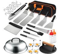 Ujjdwiurgh Ensemble D'Accessoires pour Barbecue à Dessus Plat, Ensemble de Spatules pour Barbecue (avec Spatule Extra Large), Couvercle Plat, Spatule pour Barbecue Extérieur