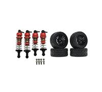 Ujjdwiurgh Ensemble D'Amortisseurs en MéTal et de Pneus en Caoutchouc pour SG1603 SG1604 SG1605 UD1601 UD1602 UD1603 1/16 PièCes de Voiture RC, Noir
