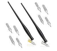 Ujjdwiurgh Ensemble de 10 Stylos de Calligraphie Oblique, Ensemble de Plumes de Bande Dessinée, Stylo D'Écriture Fluide, Porte-Stylo de Dessin 2 en 1 avec 8 Plumes