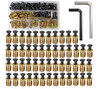 Ujjdwiurgh Ensemble de 100 Écrous Filetés M6 X 15 mm et Vis à Tête Creuse Plate M6 X 20 mm pour L'Assemblage de Meubles