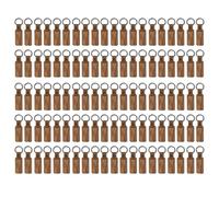 Ujjdwiurgh Ensemble de 100 Porte-Clés en Bois à Personnaliser - Lot de 100 Étiquettes Rectangulaires en Bois pour Porte-Clés