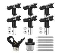 Ujjdwiurgh Ensemble de 14 Buses de Pulvérisation de Peinture Sans Air, Embouts de Buse Réversibles, Filtre, Crépine D'Admission et Protections de Buse