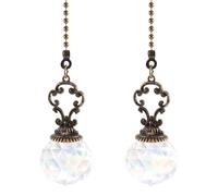 Ujjdwiurgh Ensemble de 2 ChaîNes de Ventilateur de Plafond Transparentes de Style Vintage Tirant la Boule de en Cristal