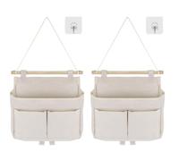 Ujjdwiurgh Ensemble de 2 de Rangement Suspendus, à Grande Capacité, 3 Compartiments avec Crochets Adhésifs, Organisateur Suspendu, Facile à Utiliser