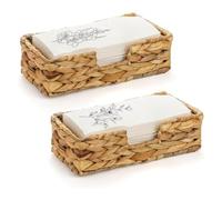 Ujjdwiurgh Ensemble de 2 Porte-Serviettes Plats en Jacinthe D'Eau Tressée et Ensemble de Panier en Osier et Plateau en Rotin pour Table, Cuisine, Restaurant