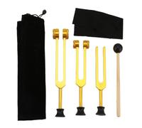 Ujjdwiurgh Ensemble de 3 Diapasons (128Hz, 256Hz, 512Hz) Kit de Diapasons pour la GuéRison, le Chakra, la ThéRapie par le Son, la Fourche à Curseur Sonique (Doré)