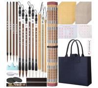 Ujjdwiurgh Ensemble de 31 Pinceaux de Calligraphie Chinoise, Cadeau pour Débutant, Comprenant des Pinceaux, des Bâtons D'Encre, des Pierres à Encre et des Presse-Papiers