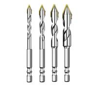 Ujjdwiurgh Ensemble de 4 Forets Haute Résistance à Tige Excentrique 6mm/8mm/10mm/12mm pour Verre/Carrelage/Bois