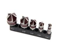 Ujjdwiurgh Ensemble de 5 Forets à Tête Fraisée en Cobalt M35 à 5 Cannelures 82° 5 Pièces Ensemble de Forets à Tête Fraisée à Tige Hexagonale 1/4 Pouce 1/4 Pouce 3/8 Pouce 1/2 Pouce 5/8 Pouce