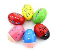 Ujjdwiurgh Ensemble de 6 agitateurs en Forme d'oeufs de Maracas d'oeuf Musical de Percussion en Bois pour des Enfants