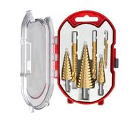 Ujjdwiurgh Ensemble de 6 Pièces Forets Pagode Revêtus de Titane, Forets en Dents de Scie, Trou de Travail Du Bois, Rainure D'Expansion, Coffret en Plastique, Perçage Du Bois