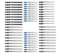 Ujjdwiurgh Ensemble de 60 Lames de Scie Sauteuse pour la Coupe Du Bois, Du Plastique et Du Métal, Kit de Remplacement Polyvalent pour Lames de Scie Sauteuse à Tige en T