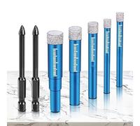 Ujjdwiurgh Ensemble de 7 Forets Diamantés pour Carrelage pour Céramique, Verre, Porcelaine, Marbre. Ensemble de Forets Diamantés à Sec en Bleu.