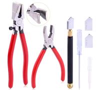 Ujjdwiurgh Ensemble de Brise-Verre et D'Outils de Coupe, Outils de Coupe de Verre Robustes, pour Vitraux, Pince Coupante pour Mosaïque