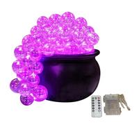 Ujjdwiurgh Ensemble de Chaudron Bouillonnant d'halloween Décorations d'halloween Kit de Bricolage Intérieur avec Boule Transparente Décor d'halloween Télécommande Rose-Violet