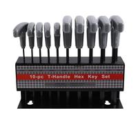 Ujjdwiurgh Ensemble de Clés Hexagonales en T 10 Pièces, Tailles Impériales de 3/32 Po à 3/8 Po, avec Rack de Rangement pour Réparation Automobile.