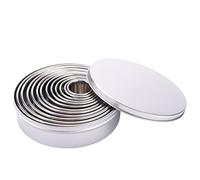 Ujjdwiurgh Ensemble de Coupe- à, Anneaux à Pâtisserie Ronds en Acier Inoxydable 12 PièCes avec BoîTe Ronde pour Pâtisseries à Beignets Gâteau Fondant